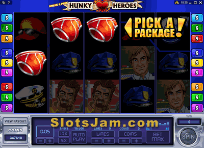 Pick a Package Hunky Heroes Slots Bonus Game