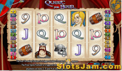 Quest for Beer Slots Axe Throwing Bonus Game