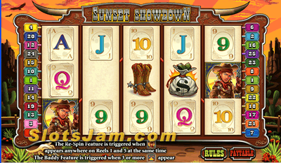 Sunset Showdown Slots Caratteristica Re-Spin