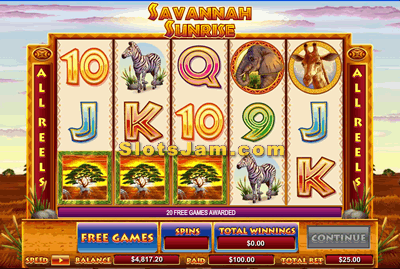 Savannah Sunrise Slots Bonus Game